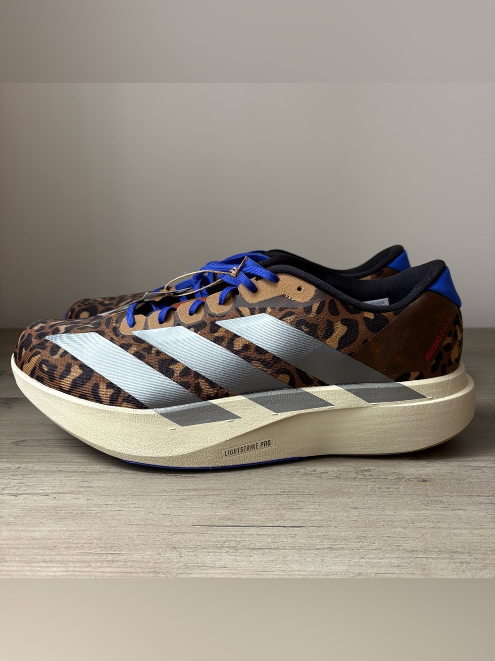 Adidas adiZero Evo SL “Preloved Brown” Leopard Running Shoes JS4493 Men’s 13
